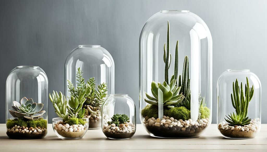Elegant glass terrarium containers