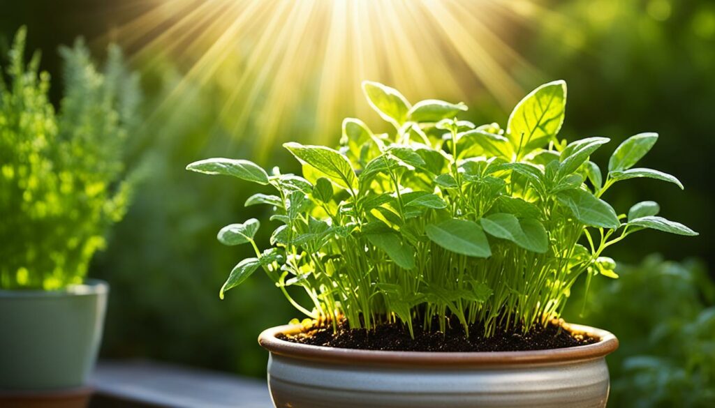 Sunlight nourishing a balcony herb garden for optimal growth
