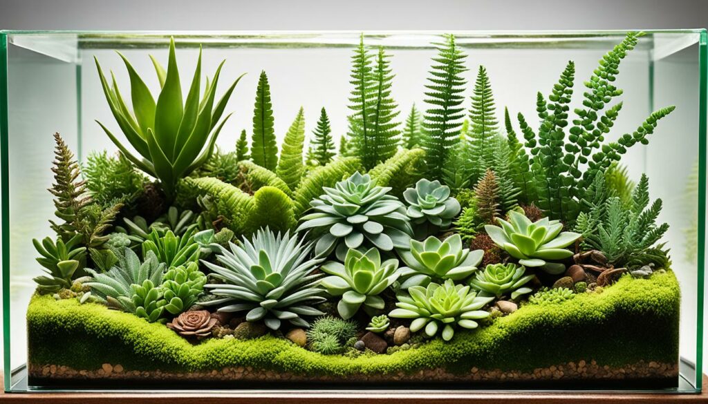lush terrarium plants