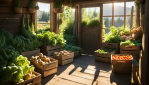 root cellaring, storing garden produce, natural food preservation